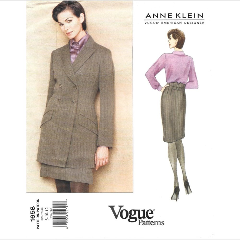 Anne Klein UNCUT Vintage 90s Vogue Sewing Pattern 1742 Size 8-10-12